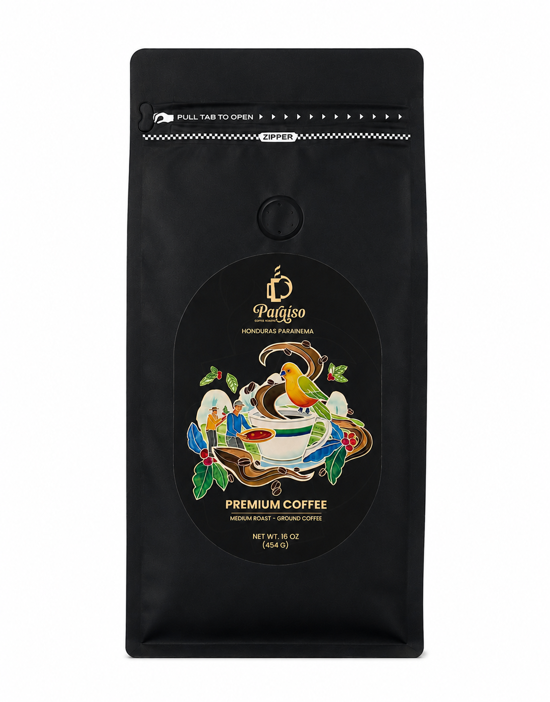 16 oz Paraiso Coffee Beans - Medium Roast Premium Ground Coffee
