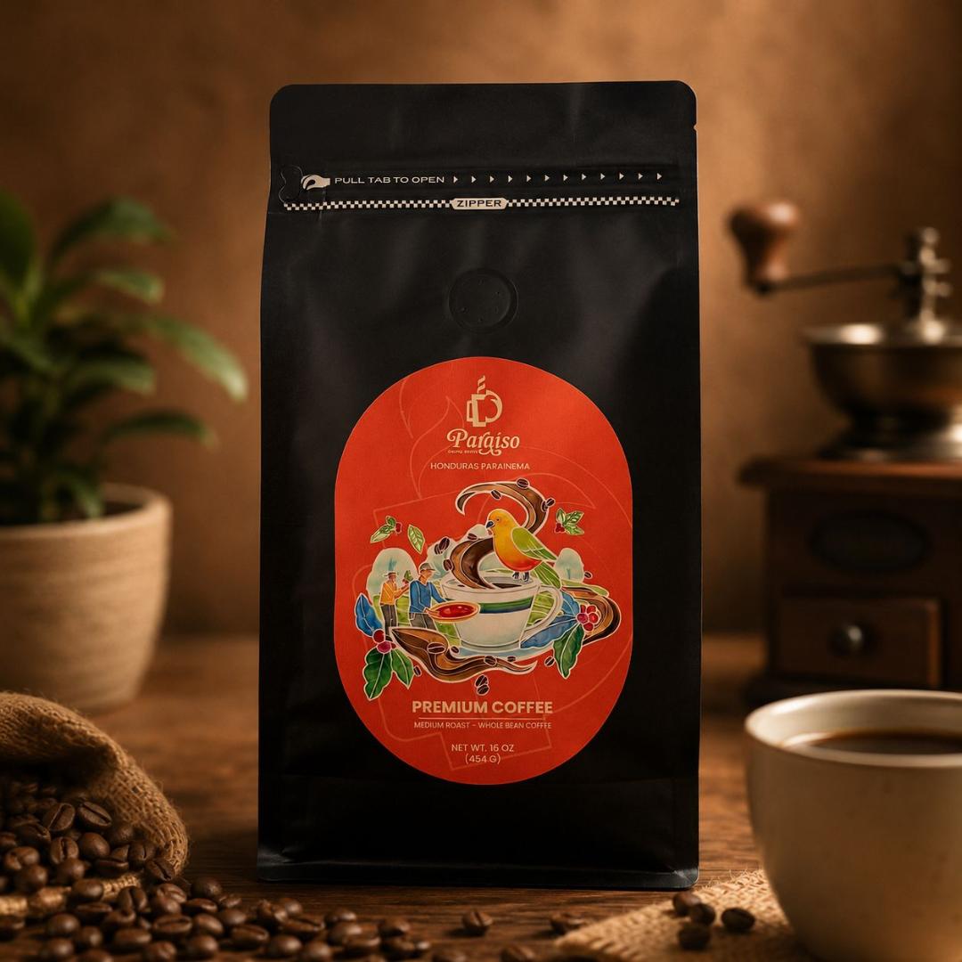 16 oz Paraiso Coffee Beans - Medium Roast Premium Whole Bean Coffee