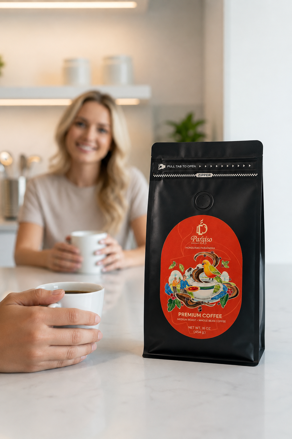 16 oz Paraiso Coffee Beans - Medium Roast Premium Whole Bean Coffee