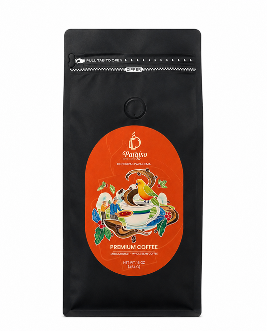 16 oz Paraiso Coffee Beans - Medium Roast Premium Whole Bean Coffee